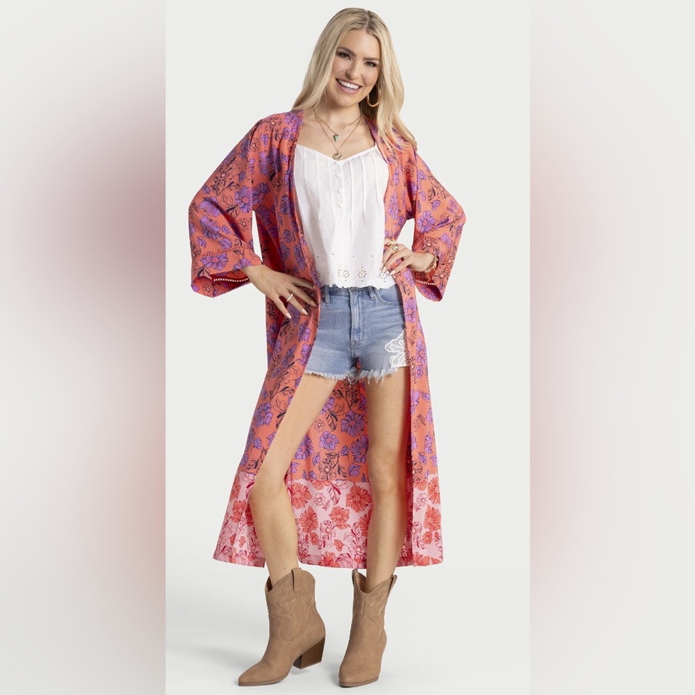 NWT Jessica Simpson Women's Kimono with Lace Insert - Picture 2 of 5